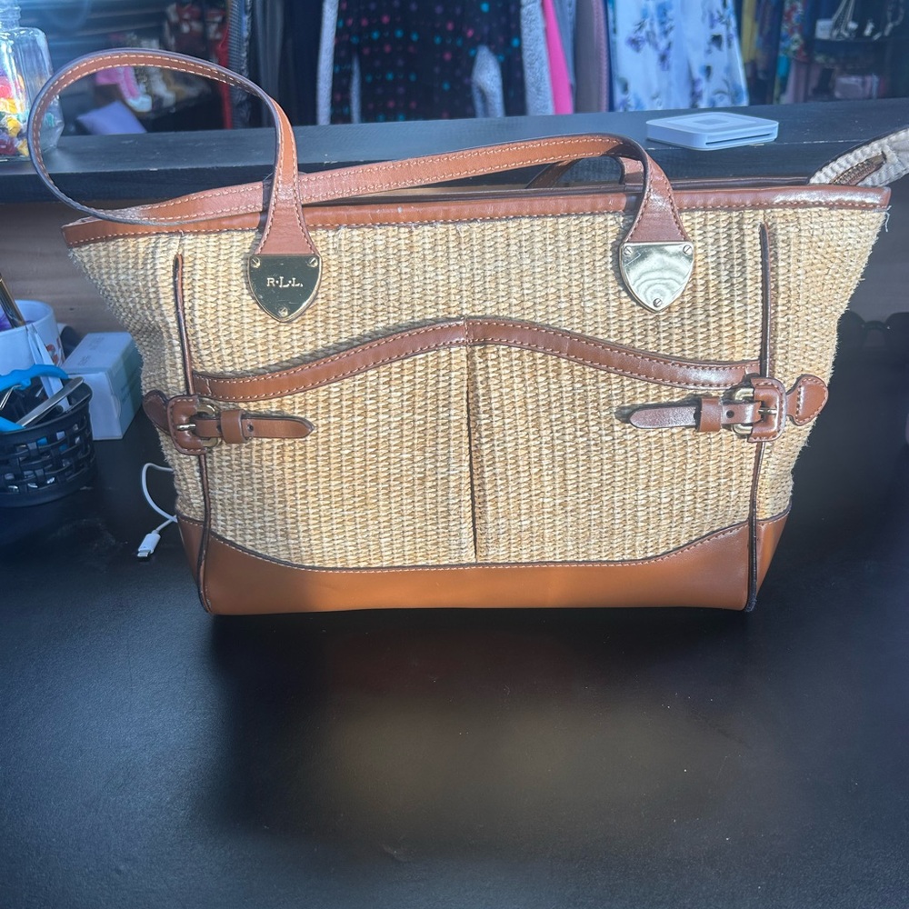 Ralph Lauren Elegant Tan Leather Purse